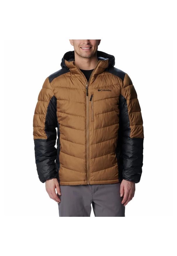 columbia - Kurtka Puchowa Columbia Labyrinth Loop Hooded Jacket Męska. Kolor: wielokolorowy, brązowy. Materiał: syntetyk, puch