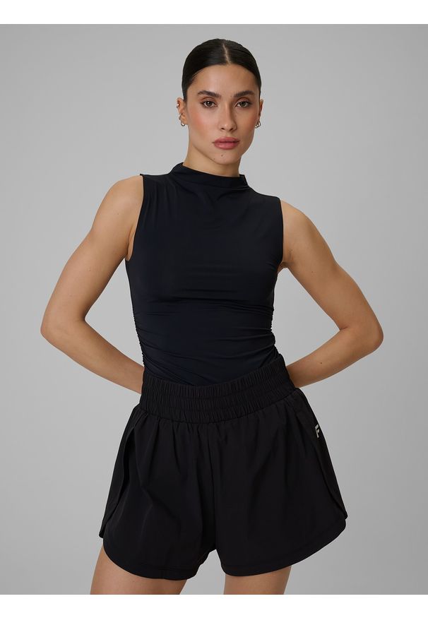 4f - 4F Top treningowy slim szybkoschnący damski - czarny XL. Kolor: czarny. Materiał: materiał, włókno. Sport: joga i pilates, fitness