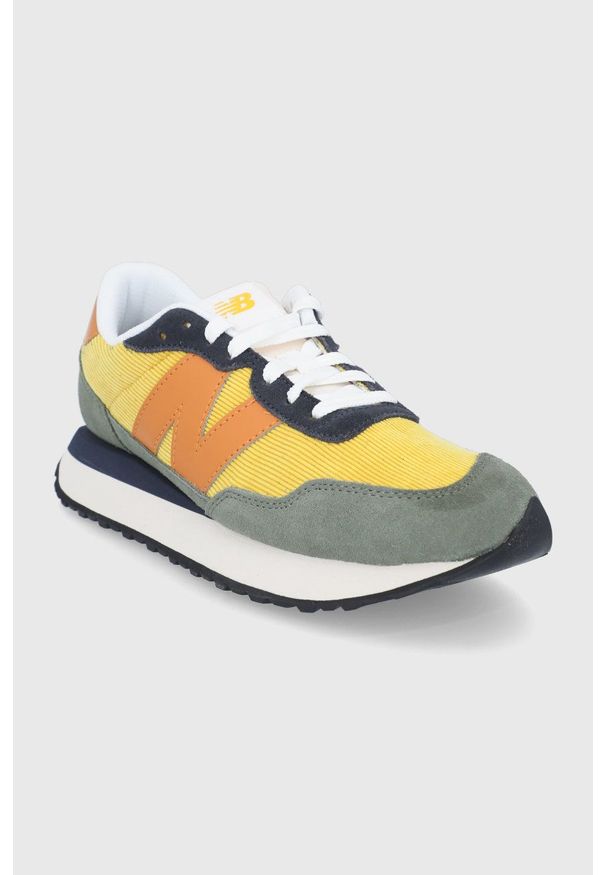 New Balance - Buty MS237LU1. Nosek buta: okrągły. Zapięcie: sznurówki. Kolor: żółty. Materiał: guma