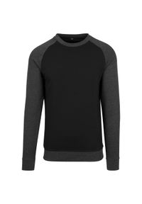 BUILD YOUR BRAND - Męska Koszulka Raglan Z Okrągłym Dekoltem. Kolor: wielokolorowy, czarny, szary. Długość rękawa: raglanowy rękaw