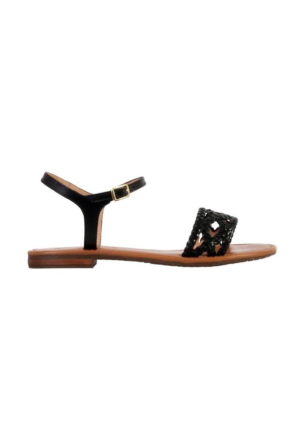 Geox - Sandały GEOX D SOZY S A - GOAT LEA Czarny. Kolor: czarny. Materiał: skóra. Sezon: lato