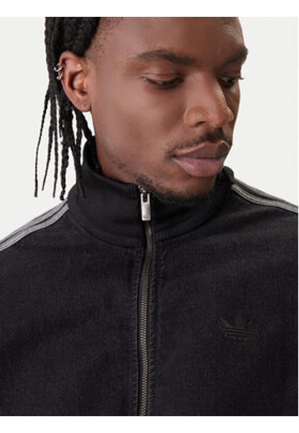 Adidas - adidas Bluza adicolor Denim Firebird KD1516 Czarny Loose Fit. Kolor: czarny. Materiał: bawełna
