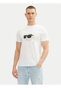 Karl Lagerfeld - KARL LAGERFELD T-Shirt 755073 552251 Biały Regular Fit. Typ kołnierza: dekolt w karo. Kolor: biały. Materiał: bawełna #1