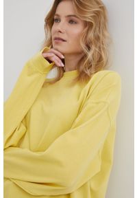 Billabong bluza damska kolor żółty gładka. Kolor: żółty. Materiał: dzianina. Długość rękawa: długi rękaw. Długość: długie. Wzór: gładki #2