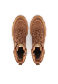 Kazar - Jasnobrązowe trzewiki damskie w militarnym stylu. Wysokość cholewki: przed kolano. Kolor: brązowy. Materiał: zamsz. Szerokość cholewki: normalna. Wzór: moro. Sezon: jesień, zima. Styl: militarny #4