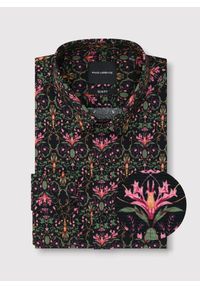 Pako Lorente - PAKO LORENTE - Czarna koszula w kolorowe kwiaty. Kolor: czarny. Materiał: elastan, bawełna. Długość rękawa: długi rękaw. Długość: długie. Wzór: kwiaty, kolorowy #9