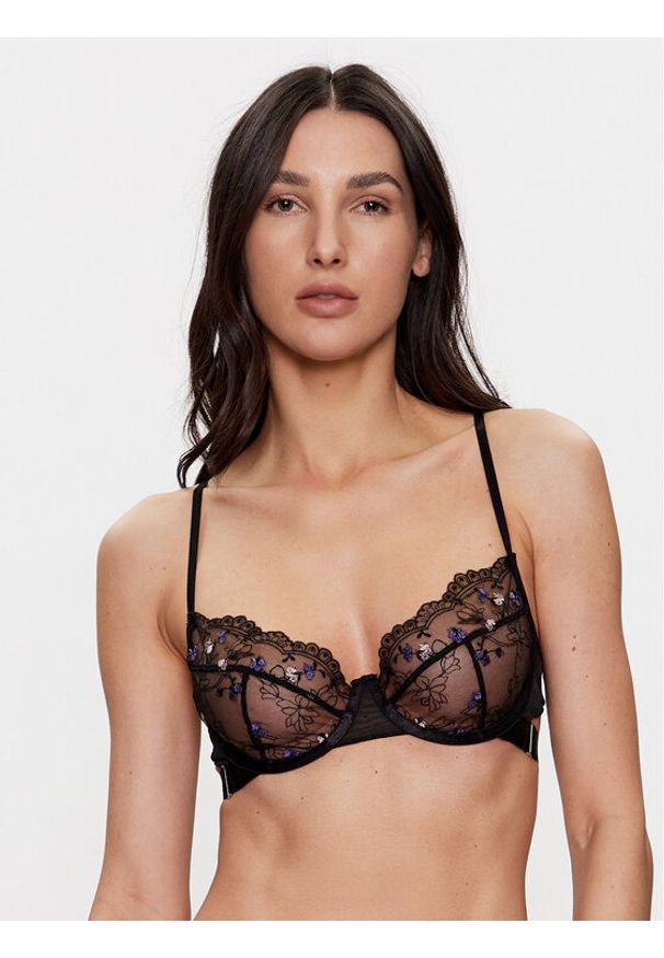 Hunkemöller Biustonosz z fiszbiną Violet 201129 Czarny. Kolor: czarny. Materiał: syntetyk