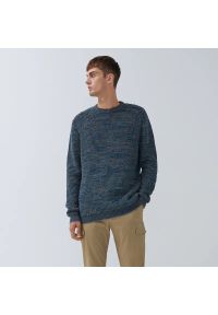 House - Melanżowy sweter - Granatowy. Kolor: niebieski. Wzór: melanż #1