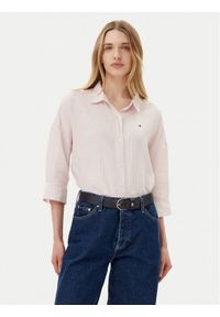 TOMMY HILFIGER - Tommy Hilfiger Koszula WW0WW46169 Różowy Loose Fit. Kolor: różowy. Materiał: len