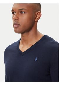 Polo Ralph Lauren Sweter Ls Sf Vn Pp 710670789004 Granatowy Slim Fit. Typ kołnierza: polo. Kolor: niebieski. Materiał: bawełna #6