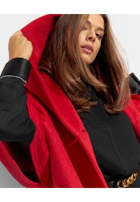 CINZIA ROCCA - Czerwony oversizowy płaszcz z dużym kapturem. Kolor: czerwony. Materiał: materiał #5