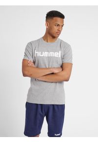 Koszulka sportowa z krótkim rękawem męska Hummel Cotton Logo. Kolor: szary, biały, wielokolorowy. Długość rękawa: krótki rękaw. Długość: krótkie. Sport: piłka nożna