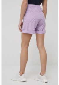 Deha szorty damskie kolor fioletowy gładkie high waist. Okazja: na co dzień. Stan: podwyższony. Kolor: fioletowy. Materiał: tkanina. Wzór: gładki. Styl: casual