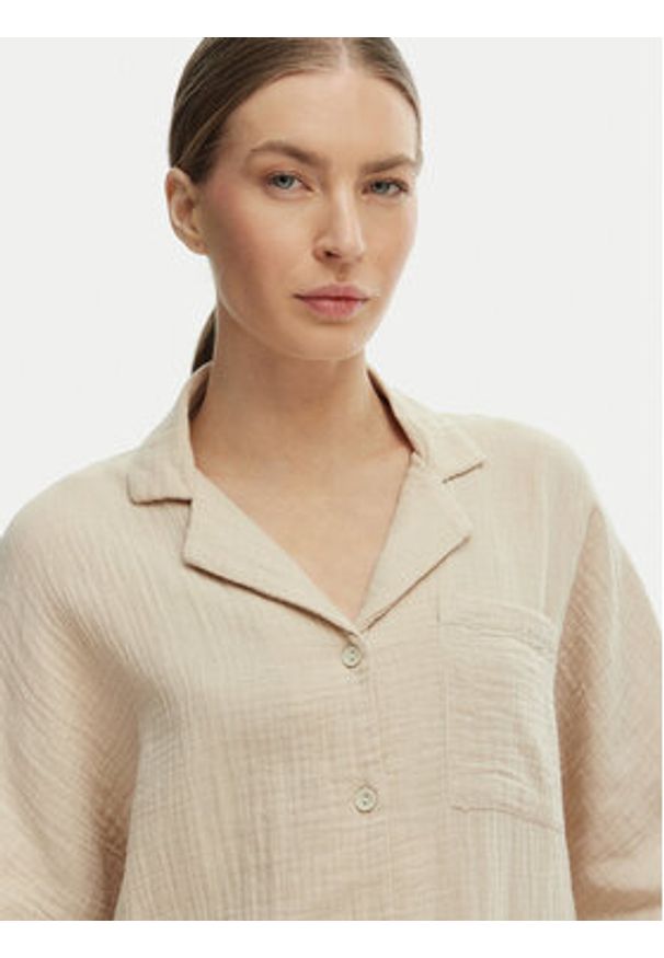 only - ONLY Koszula Thyra 15267839 Beżowy Regular Fit. Kolor: beżowy. Materiał: bawełna