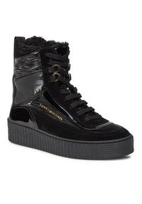 TOMMY HILFIGER - Tommy Hilfiger Botki Patent Laceup City Snow Boot FW0FW07841 Czarny. Kolor: czarny. Materiał: zamsz, skóra