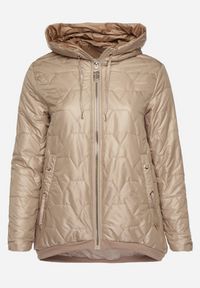 Born2be - Ciemnobeżowa Kurtka Pikowana o Pudełkowym Kroju z Kapturem Nusolea. Okazja: na co dzień. Typ kołnierza: kaptur. Kolekcja: plus size. Kolor: beżowy. Materiał: jeans. Styl: casual, elegancki #4