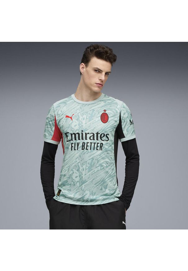 Puma - Męska koszulka bramkarska AC Milan 25/26 PUMA Modern Mint For All Time Red Green. Kolor: czerwony, zielony, wielokolorowy. Materiał: tkanina. Sport: piłka nożna