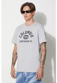 columbia - Columbia t-shirt męski kolor szary z nadrukiem. Okazja: na co dzień. Kolor: szary. Materiał: bawełna. Wzór: nadruk. Styl: casual #2