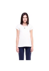 LEONE 1947 APPAREL - Podstawowy damski t-shirt z krótkim rękawem i okrągłym dekoltem. Kolor: biały. Materiał: tkanina. Długość rękawa: krótki rękaw. Długość: krótkie. Sport: fitness