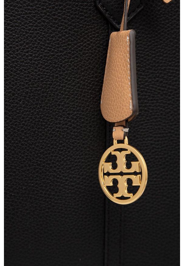 Tory Burch torebka skórzana kolor czarny. Kolor: czarny. Materiał: skórzane. Rodzaj torebki: na ramię