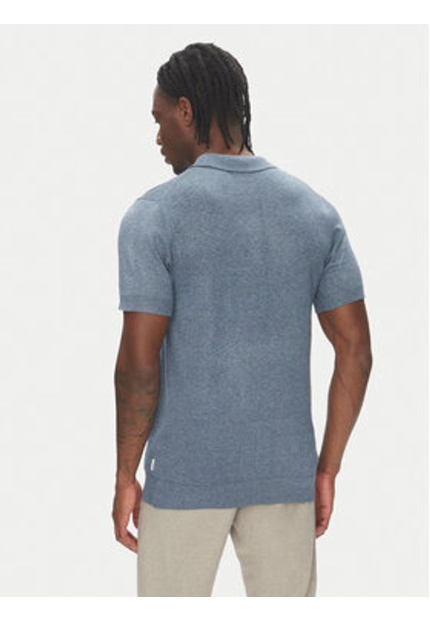 Lindbergh Polo 30-800159 Niebieski Slim Fit. Typ kołnierza: polo. Kolor: niebieski. Materiał: wiskoza
