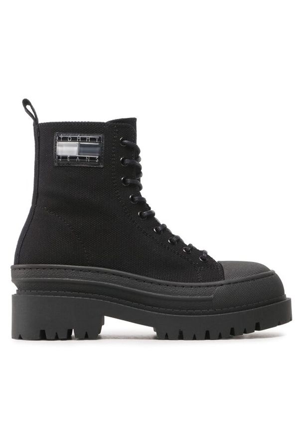 TOMMY HILFIGER - Tommy Hilfiger Trzewiki Tjw Foxing Canvas EN0EN02216 Czarny. Kolor: czarny. Materiał: materiał