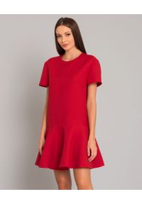 VALENTINO - Czerwona sukienka mini. Kolor: czerwony. Materiał: wełna, jedwab, materiał. Typ sukienki: rozkloszowane. Styl: klasyczny, elegancki. Długość: mini #1