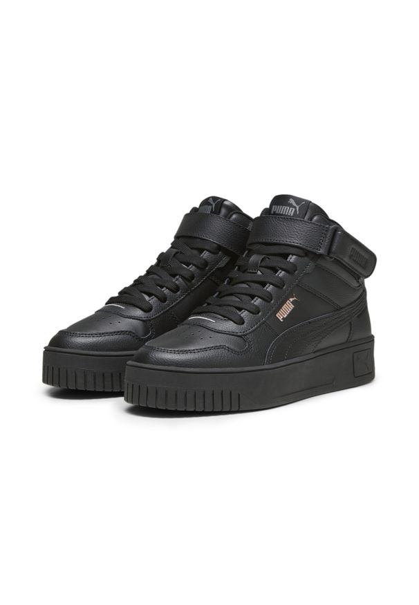 Buty damskie sportowe Puma CARINA STREET MID. Kolor: szary, czarny, wielokolorowy, żółty. Materiał: materiał, syntetyk, tkanina, guma, skóra. Sezon: lato. Sport: turystyka piesza