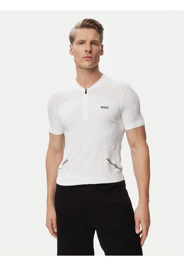 BOSS T-Shirt Game 2 50564794 Biały Slim Fit. Kolor: biały. Materiał: syntetyk