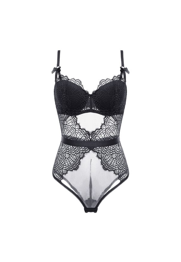 Intica - Koronkowe body push-up z regulowanymi ramiączkami Kirstin. Kolor: czarny. Materiał: koronka