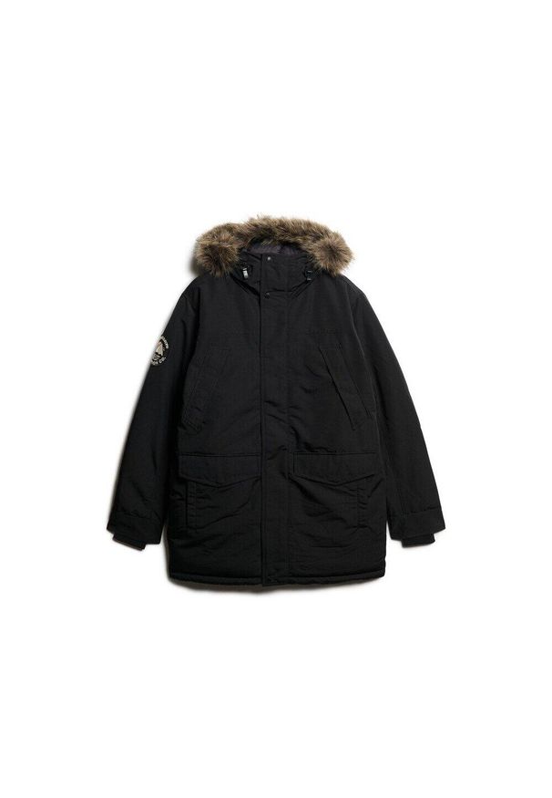 Parka z syntetycznym futrem Superdry Everest. Okazja: na co dzień. Kolor: czarny. Materiał: futro, syntetyk. Sezon: zima. Styl: casual, elegancki