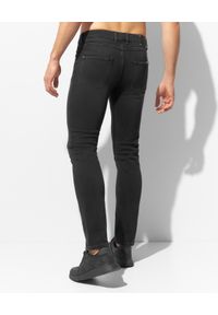 Les Hommes - LES HOMMES - Ciemnoszare jeansy slim fit. Kolor: szary