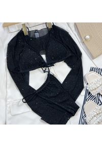 Intica - Dwuczęściowy strój kąpielowy z topem na plażę lub basen Morfydd. Kolor: czarny. Materiał: materiał #1