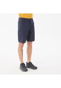 quechua - Spodenki turystyczne męskie Quechua NH100. Kolor: niebieski. Materiał: bawełna, elastan, poliester, materiał. Sport: turystyka piesza