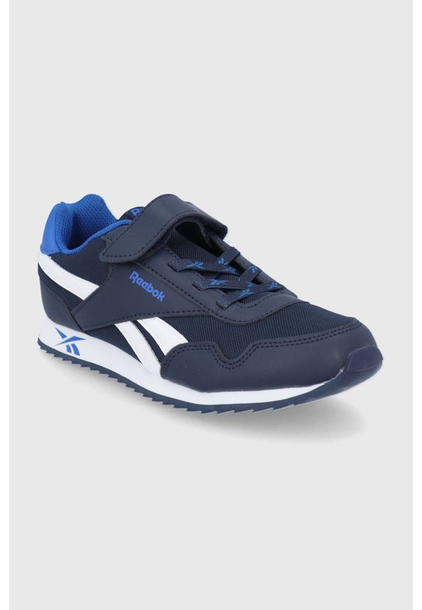 Reebok Classic Buty dziecięce kolor granatowy. Nosek buta: okrągły. Zapięcie: sznurówki. Kolor: niebieski. Materiał: guma. Model: Reebok Classic