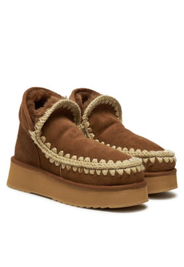 Mou Śniegowce Mini Eskimo Platform Boot FW681000A Brązowy. Kolor: brązowy. Materiał: skóra. Obcas: na platformie
