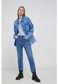 Calvin Klein Jeans Kurtka jeansowa damska przejściowa oversize. Kolor: niebieski. Materiał: denim