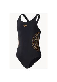 Dziewczęcy jednoczęściowy kostium kąpielowy Speedo Eco Placement Muscleback. Kolor: pomarańczowy, czarny, wielokolorowy