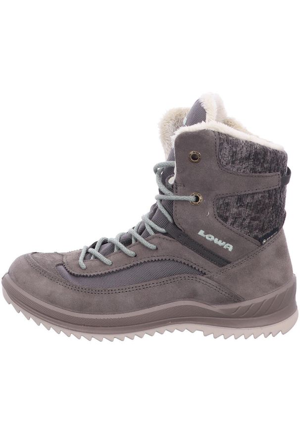 Buty trekkingowe dla dzieci Lowa Ella Gtx. Kolor: szary. Materiał: zamsz, materiał, syntetyk. Szerokość cholewki: normalna