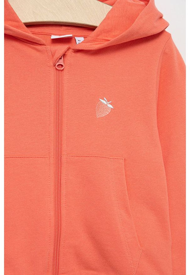 Name it bluza dziecięca kolor pomarańczowy z kapturem z aplikacją. Typ kołnierza: kaptur. Kolor: pomarańczowy. Wzór: aplikacja