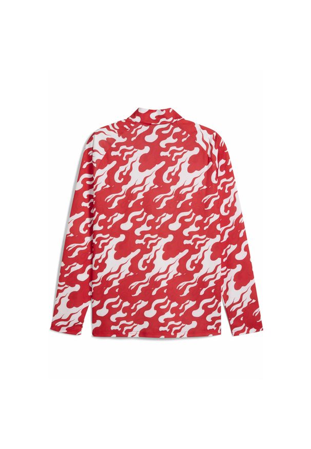 Puma - Męska bluza przedmeczowa z zamkiem 1/4 AC Milan PUMA White For All Time Red. Kolor: biały, czerwony, wielokolorowy