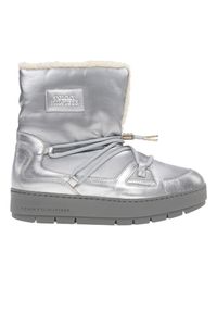 TOMMY HILFIGER - Buty Tommy Hilfiger Tommy Essential Silver Boots FW0FW07506-0IM - srebrne. Kolor: srebrny. Materiał: skóra, guma, materiał. Szerokość cholewki: normalna. Sezon: zima. Obcas: na platformie