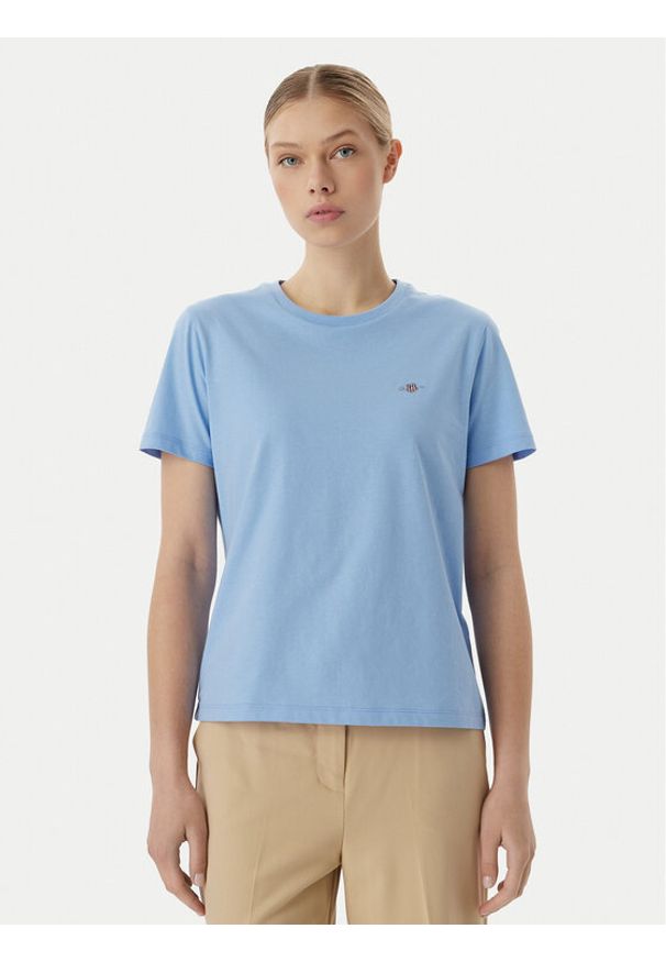GANT - Gant T-Shirt 4200200 Niebieski Regular Fit. Kolor: niebieski. Materiał: bawełna