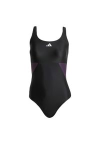 Adidas - Strój do pływania Colorblock C-Back. Kolor: wielokolorowy, czarny, zielony. Materiał: materiał