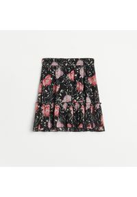 Reserved - Wzorzysta spódnica mini - Czarny. Kolor: czarny #1