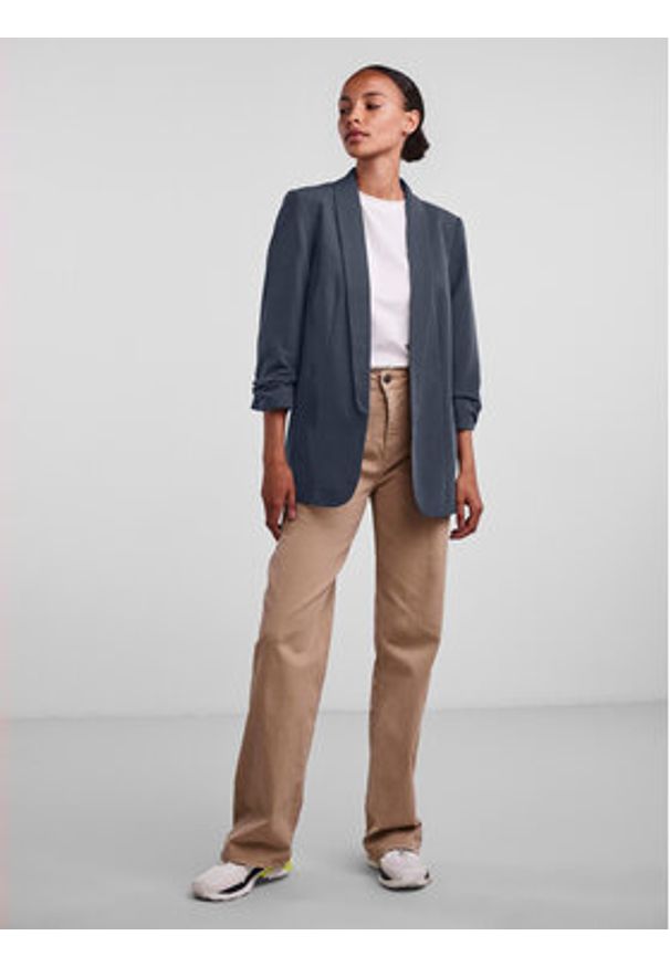 Pieces Marynarka 17090996 Granatowy Regular Fit. Kolor: niebieski. Materiał: syntetyk