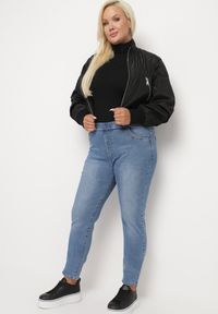 Born2be - Niebieskie Jeansy Skinny z Gumką w Talii z Wysokim Stanem Neveara. Okazja: na spotkanie biznesowe. Stan: podwyższony. Kolor: niebieski. Styl: elegancki, biznesowy #7