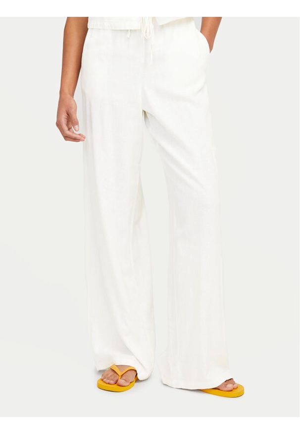 JJXX Spodnie materiałowe Breeze 12269769 Biały Wide Leg. Kolor: biały. Materiał: wiskoza, len