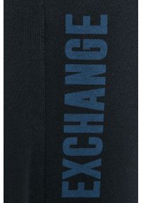 Armani Exchange - Spodnie. Kolor: niebieski. Materiał: bawełna, poliester, dzianina. Wzór: nadruk #2