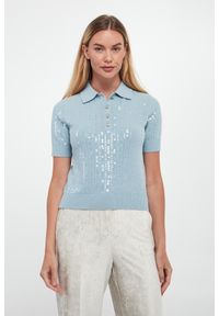 Marella Sport - Polo damskie z cekinami Diadema MARELLA SPORT. Typ kołnierza: polo. Styl: sportowy #4